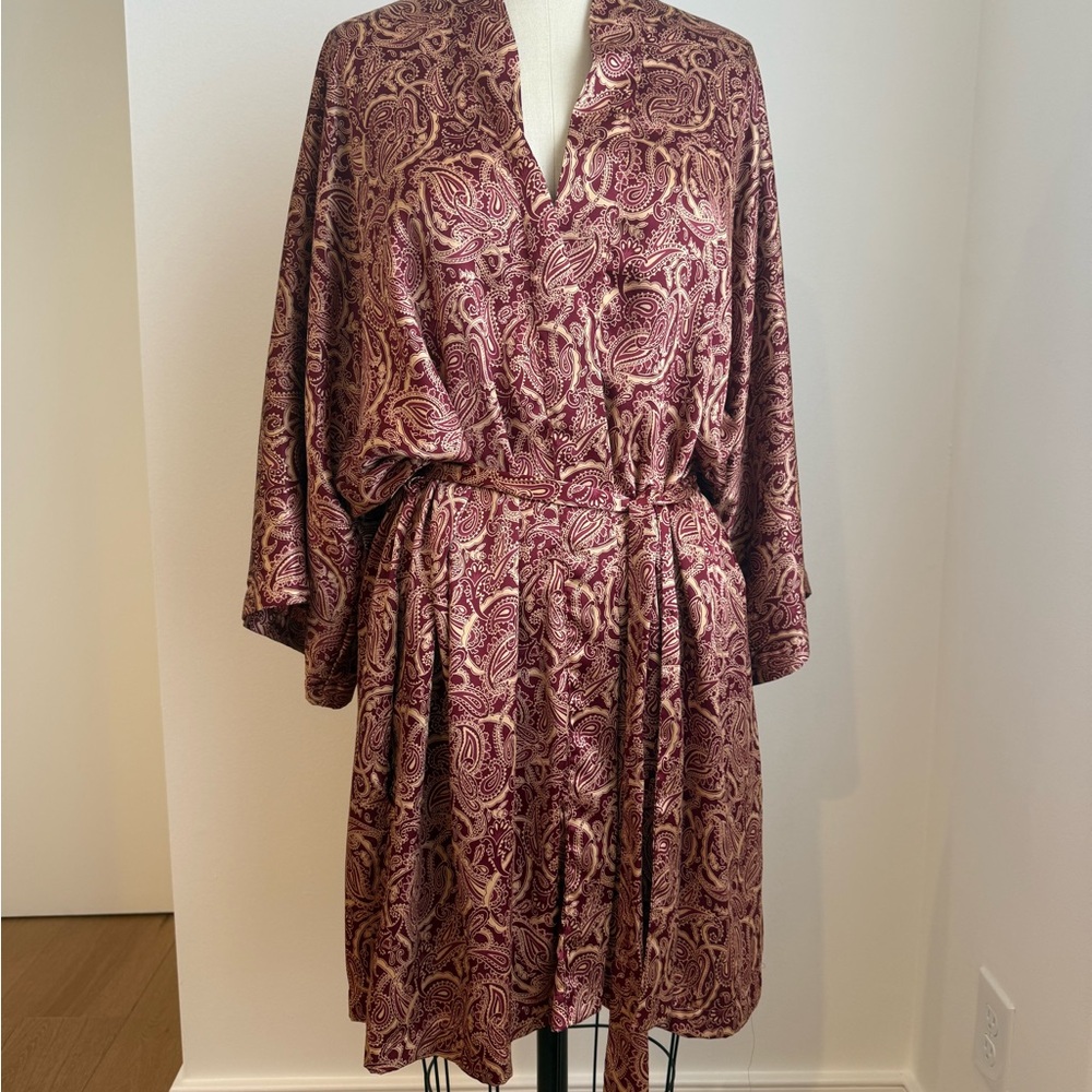 Calvin Klein Burgundy and Cream Paisley Fabric